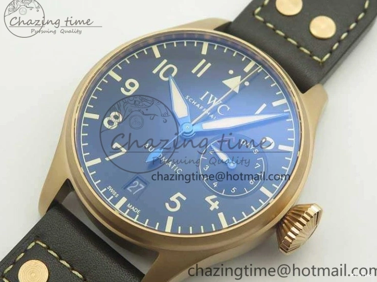 MIROTIME 0123 Big Pilot IW510301 Satin-Polished RG YLF Best Edition Black Dial On Leather Strap A Flexible 7222